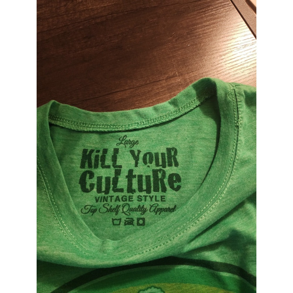 Kill Your Culture Cannabis Patch Kids Graphic Tee Green Heather Large   175 - Picture 9 of 11